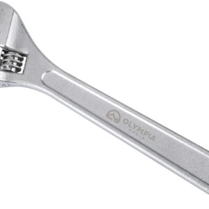 Olympia Tools 10" Adjustable Wrench, Heavy Duty Drop Forged Steel, Chrome Plated, Precision Machined Jaws, Rust Resistant